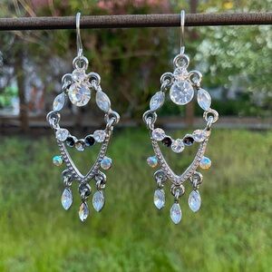“New”. Vintage Austrian Crystal Dangle Earrings.  2 3/4 Inch Drop.